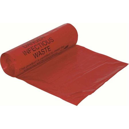 BERRY PLASTICS 40 Gal. to 45 Gal. Size 40 in. x 46 in. 3 mil Red Bio Hazard Can Liner, 10PK HSP4046X5PR